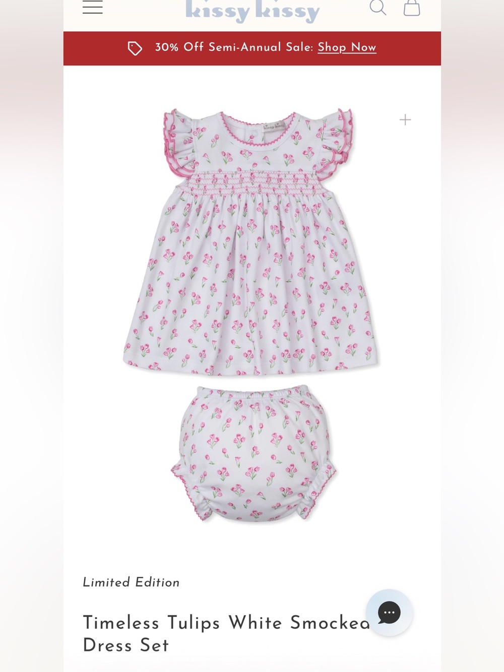 Kissy Kissy Timeless Tulips Smocked Dress Set